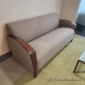 Light Brown Sofa Couch w/ Wood Frame